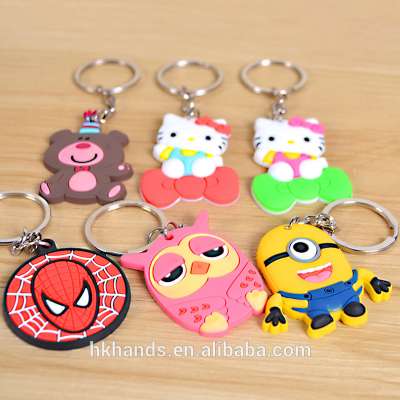 Custom 2D soft PVC keychain, cheap bulk 3D rubber key rings, plastic keychain