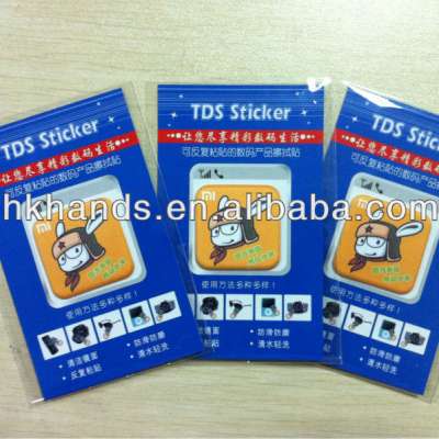 brand logo sticky microfiber cleaning sticker, custom wipes sticker